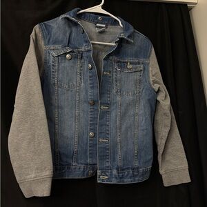 H&M Blue Denim Jacket with Gray Sleeves - S